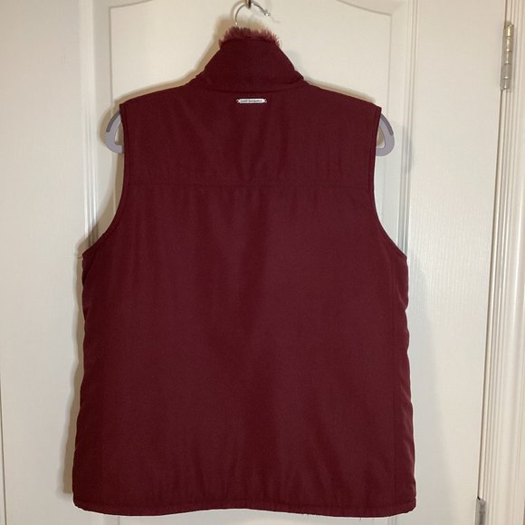 Lady Hathaway Women's Red Reversable Vest Size M Faux Fur Lining Pockets Warm - Picture 4 of 10